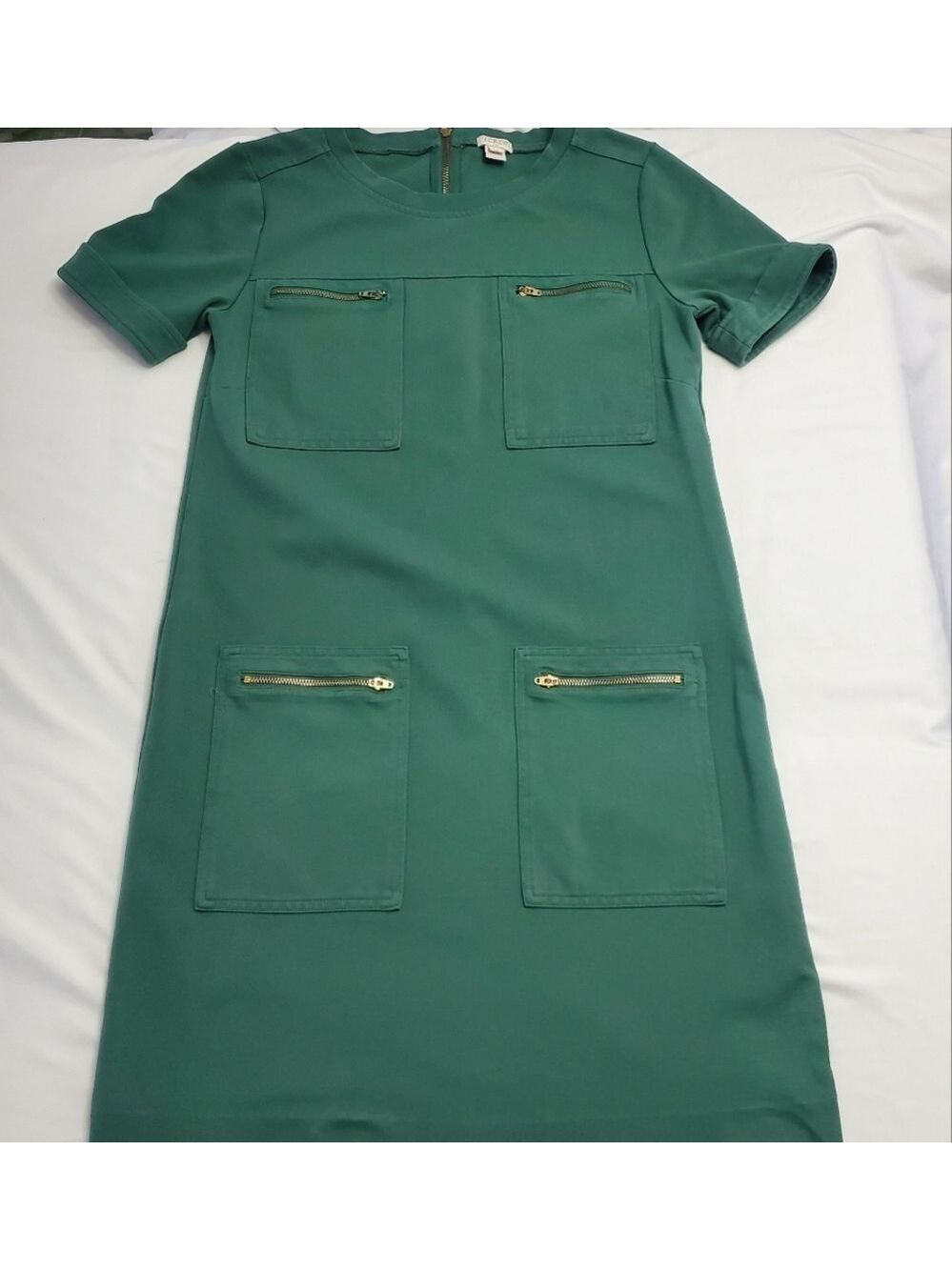 J.Crew Green Shift Dress Size 6 Zip Pocket Workwear